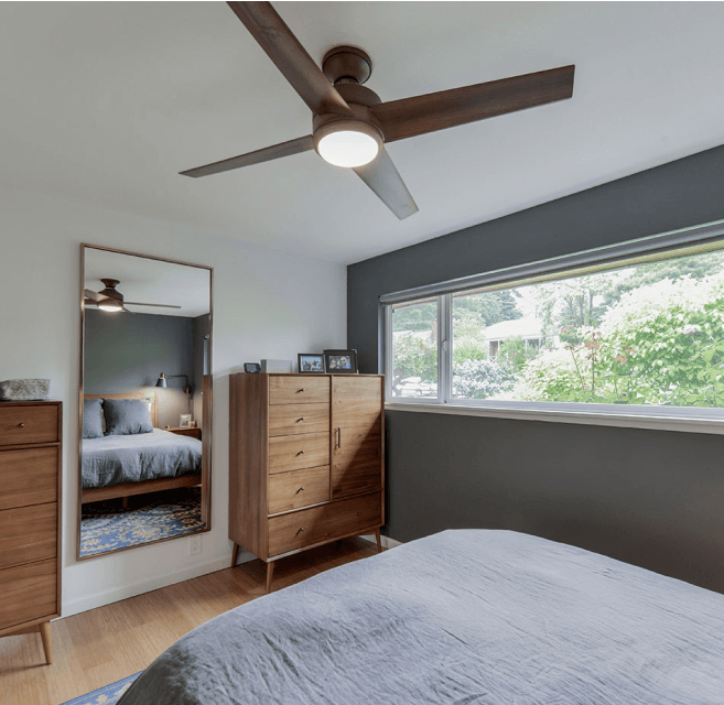 Ceiling fan in bedroom
